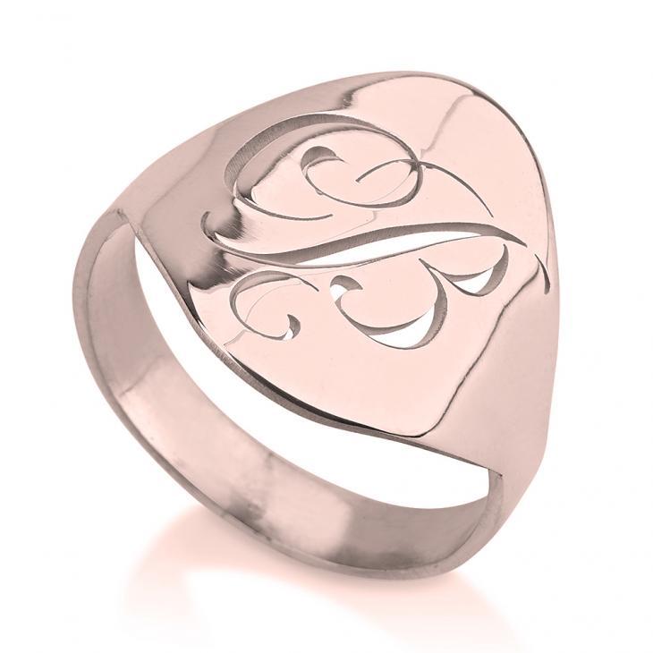Personalized Cutout Initial Ring - Rose Gold Rings
