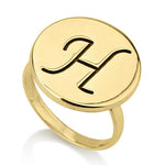 Round-faced Initial Ring - 24k Gold Plated Rings / Gold Rings