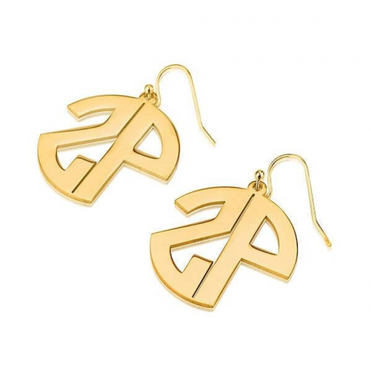 Hook Earrings with Monogram in Upper Case Letters