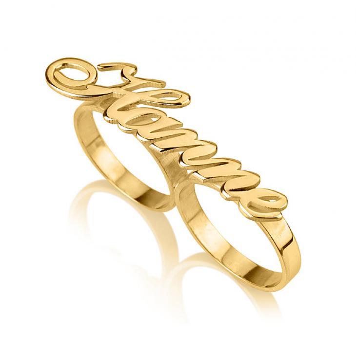 Namesake Two-Finger Ring - Custom 24k Gold Rings / Custom Gold Rings