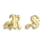 Engraved Gothic Initial Stud Earrings