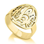 Initials Ring in Punchout Style - 24k Gold Plated Rings / Gold Rings