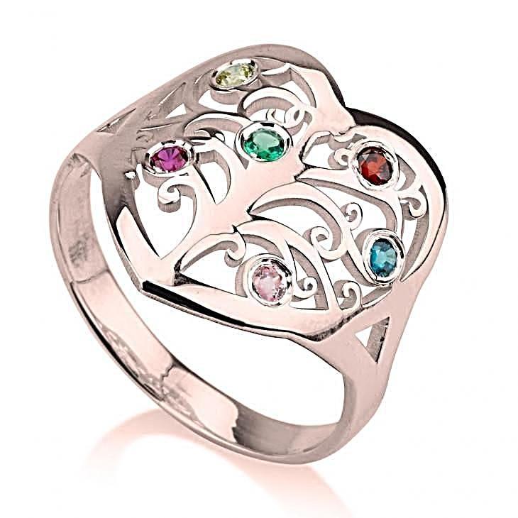 Birthstone Family Tree Ring - Rose Gold Rings / Birthstone Rings