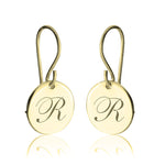 Coin Hook Earrings with Cursive Font Initial