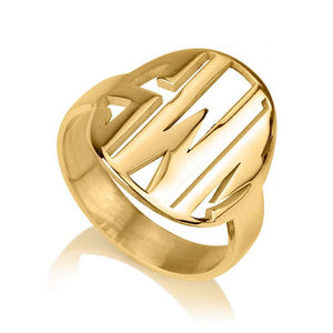 Circular Face Initials Ring - Custom 24k Gold Rings / Custom Gold Rings