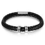 Braided Leather and Sterling Silver Name Band Men's Bracelet