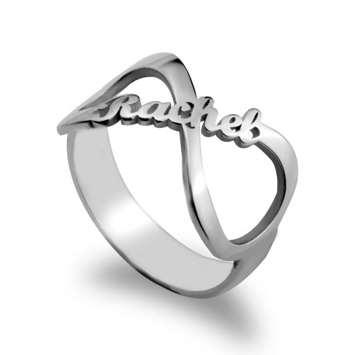 Custom Namesake Forever Yours Infinity Symbol Ring 3 / Sterling Silver - 69.99$ Personalized Name