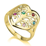 family tree ring - 24k Gold Plated Rings / Gold Rings / Birthstone Rings