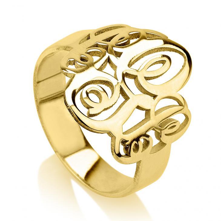 monogram ring - 24k Gold Plated Rings / Gold Rings