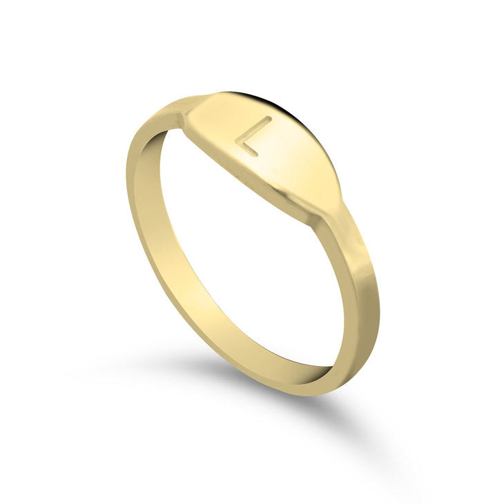 Delicate Single Initial Personalized Ring