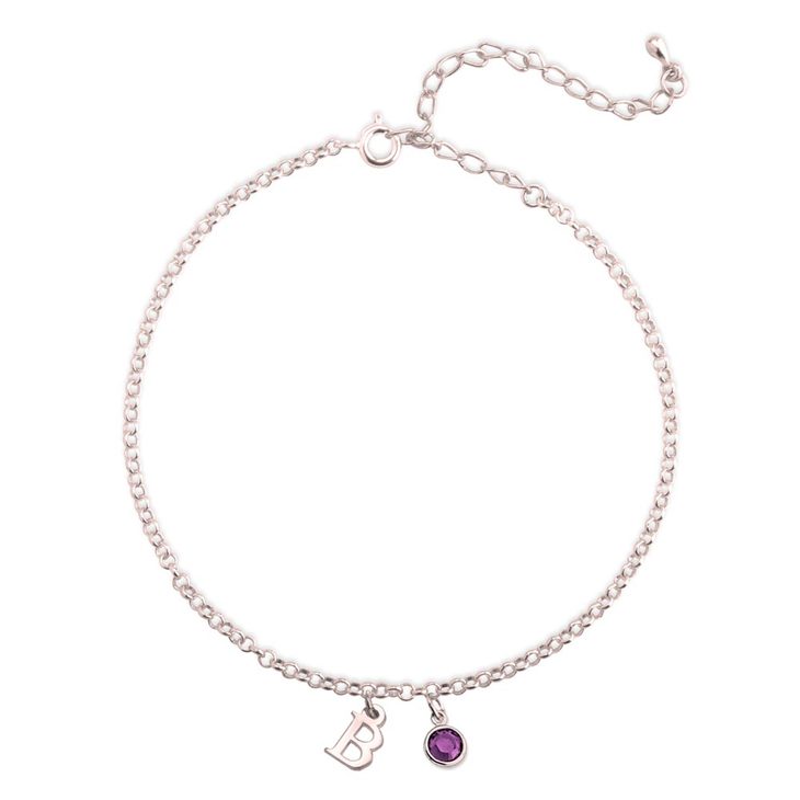 Birthstone and initial Charm Anklet