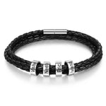 Braided Leather and Sterling Silver Name Band Men's Bracelet