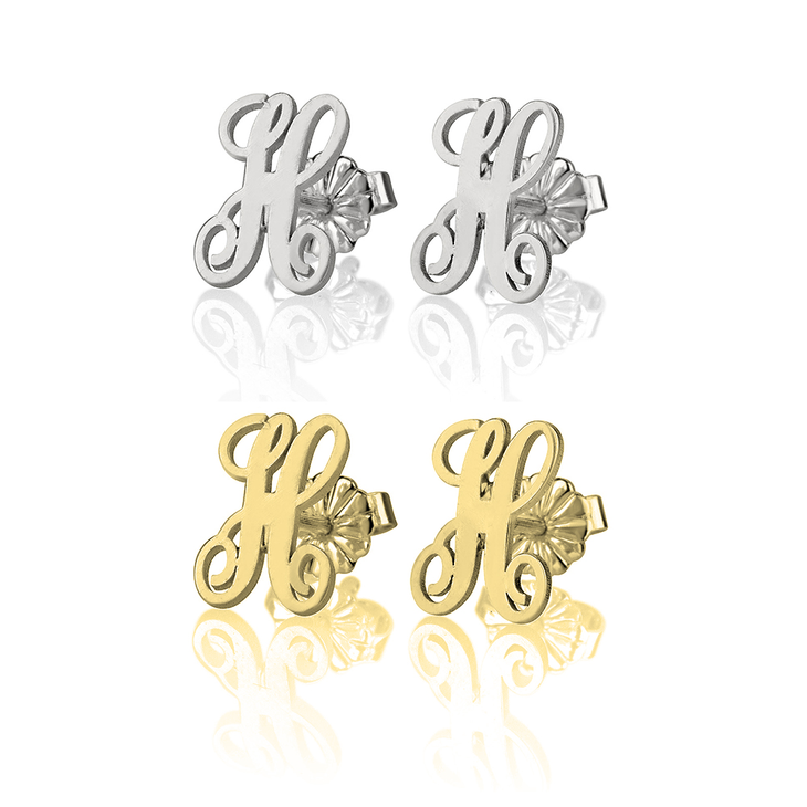 Personalized Script Letter Earrings