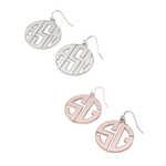 Hook Earrings with Monogram in Upper Case Letters
